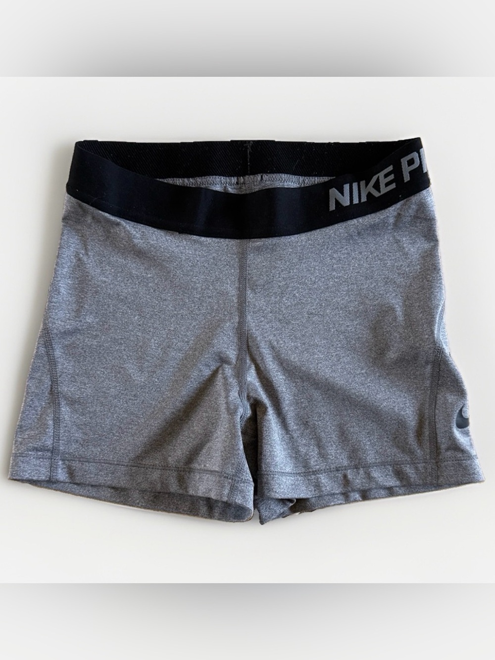 Nike Pro Womens Small Gray Dri-FIT Compression Shorts Black Waistband